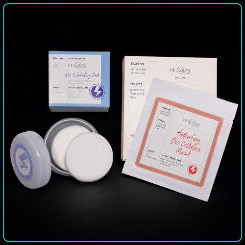 Kit SkinPlan Glass Skin Duo cu 3D Exfoliating Padz si Bio Cellulose Mazk pentru glow si hidratare
