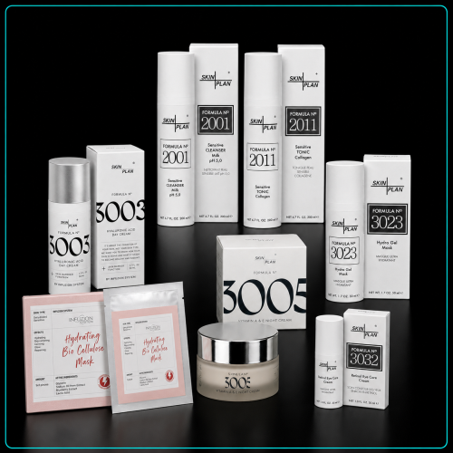 Pachet SkinPlan Hydration Glow Signature pentru ten uscat deshidratat și matur cu 7 produse profesionale