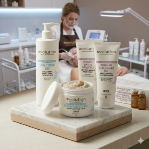 Kit profesional Micro Peeling Evolution pentru regenerare celulară, exfoliere fină și luminozitate instantanee în saloane de înfrumusețare.